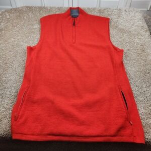 G/FORE Mens XXL Red 100% Wool Quarter Zip Lined Golf Vest Mock Neck G4MS22K23